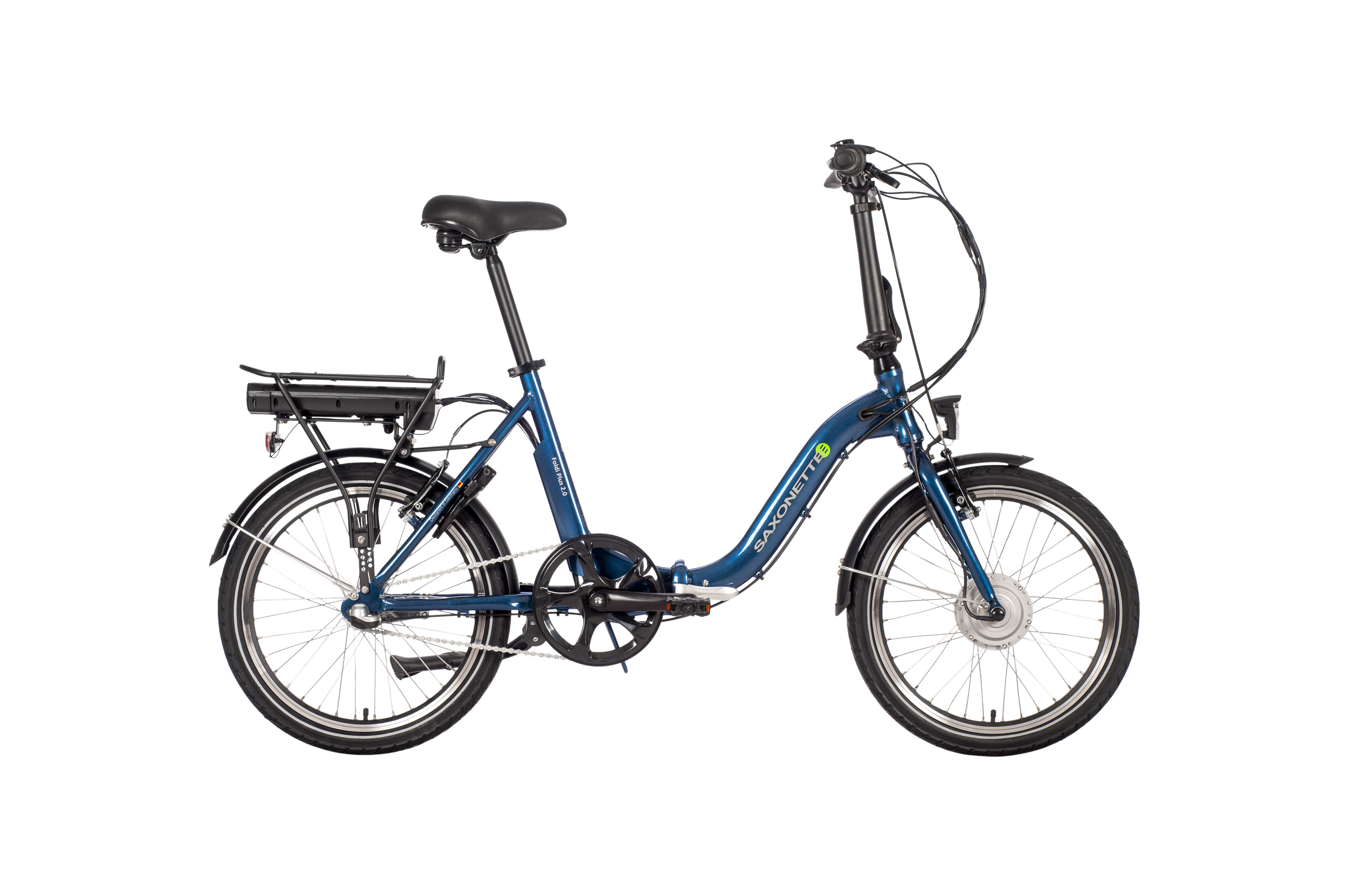 SAXXX Foldi Plus 2.0 E-Faltrad Vorderradmotor Rücktrittbremse Stahlgabel 3 Gang Wave nachtblau glänzend