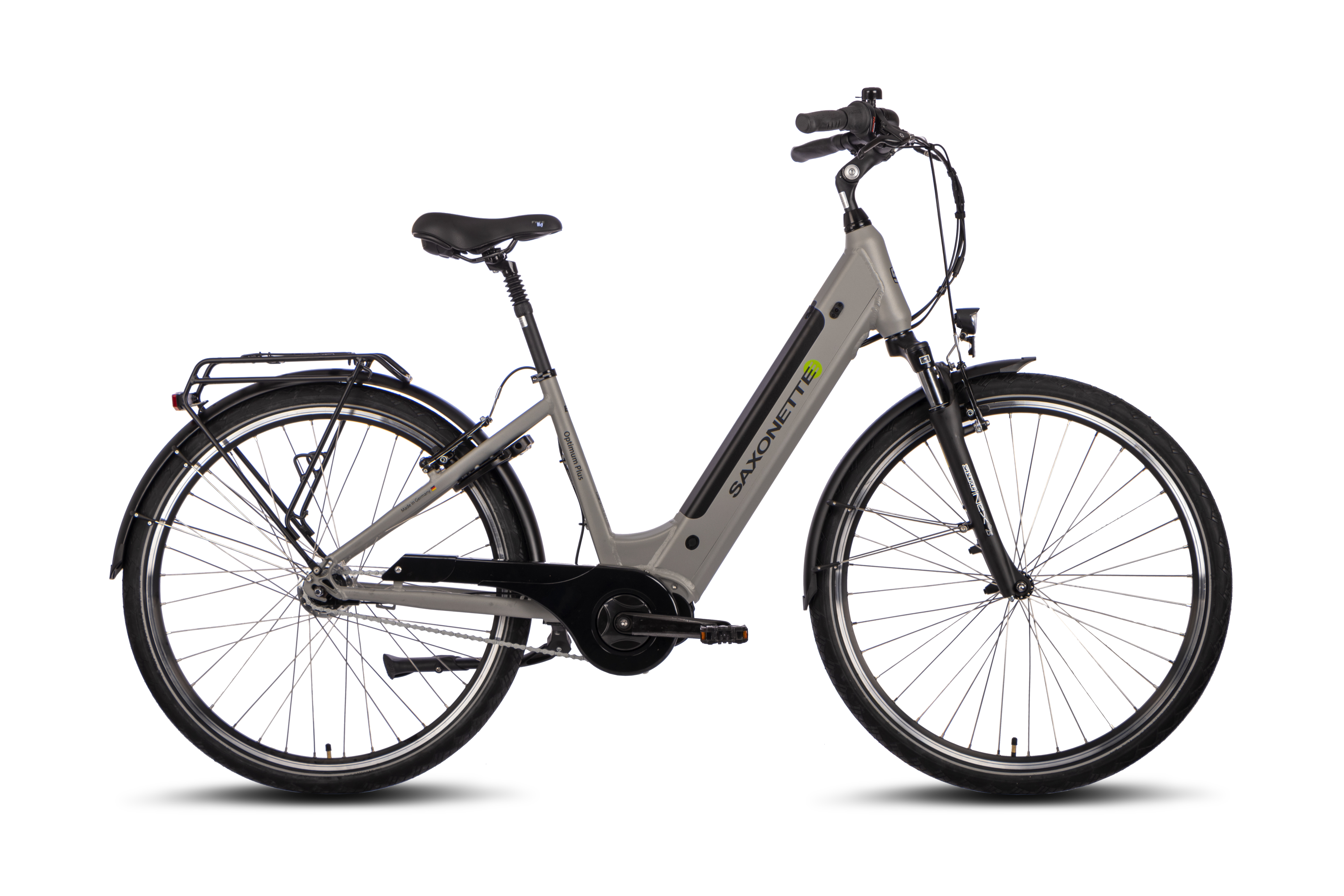SAXONETTE Optimum Plus E-Bike 2. Wahl gebraucht Mittelmotor Federgabel 7 Gang Nabenschaltung Wave silber matt