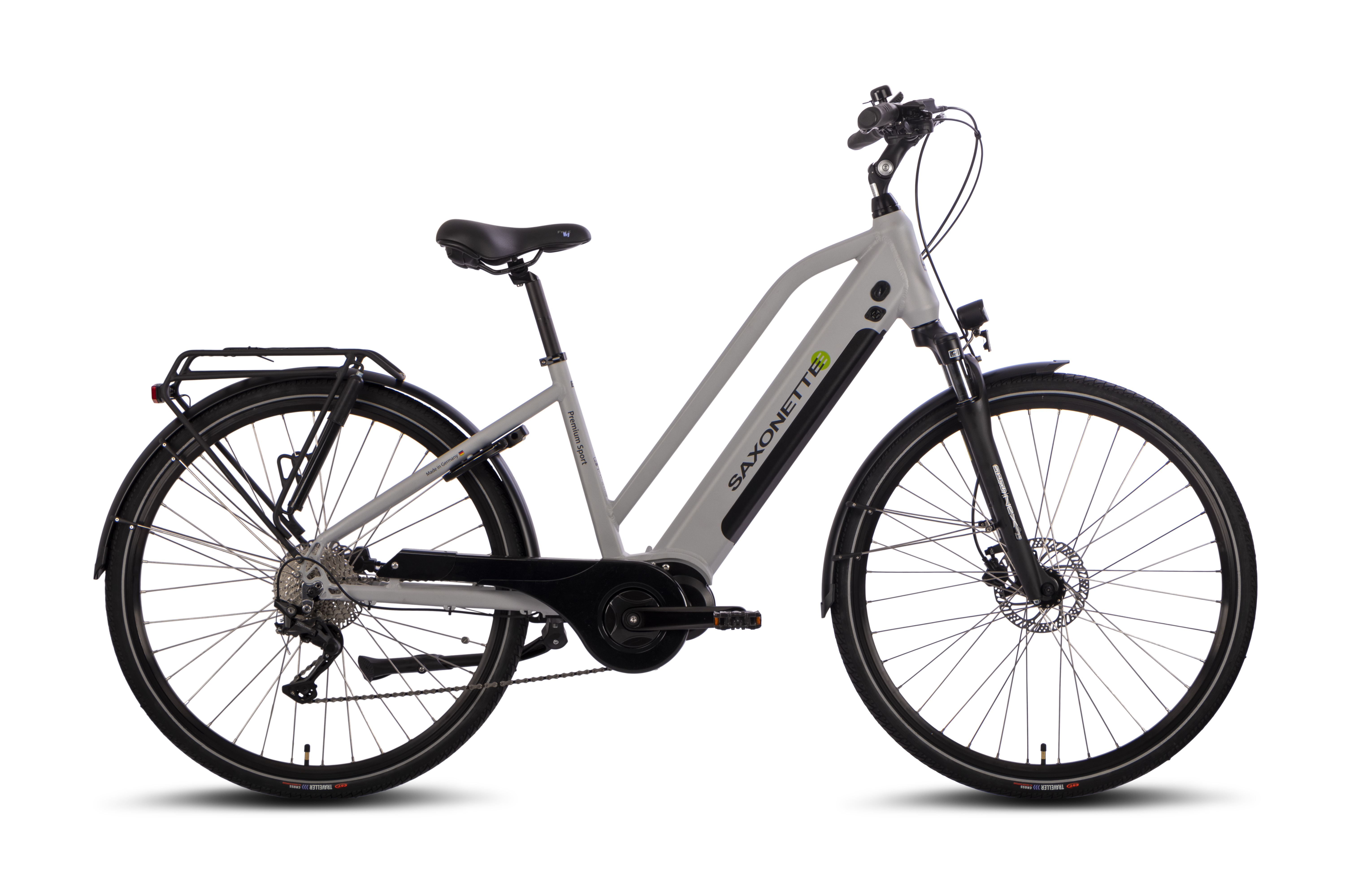 SAXONETTE Premium Sport E-Trekkingbike Scheibenbremsen Federgabel 10 Gang B-Ware silber matt